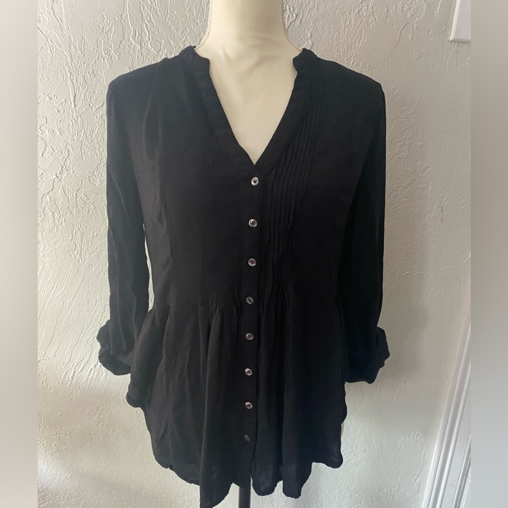 anthropologie mauve size 10 black blouse